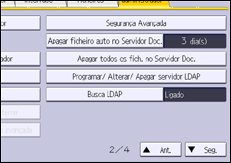 Ilustração do ecrã do painel de operação