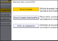 Ilustração do ecrã do painel de operação