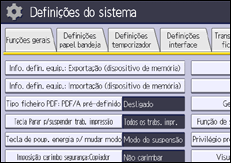 Ilustração do ecrã do painel de operação