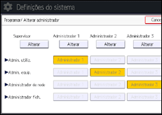 Ilustração do ecrã do painel de operação