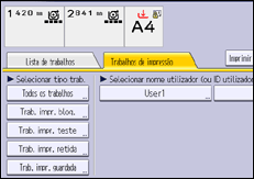Ilustração do ecrã do painel de operação
