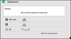 Ilustração do ecrã do painel de operação