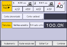 Ilustração do ecrã do painel de operação