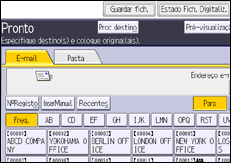 Ilustração do ecrã do painel de operação