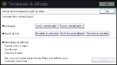 Ilustração do ecrã do painel de operação