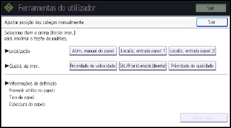 Ilustração do ecrã do painel de operação