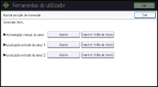 Ilustração do ecrã do painel de operação