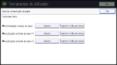 Ilustração do ecrã do painel de operação