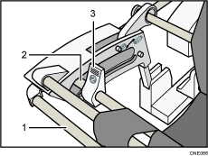 Иллюстрация названий частей выходного накопителя с пронумерованными сносками