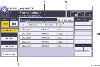 Иллюстрация экрана панели управления с пронумерованными сносками