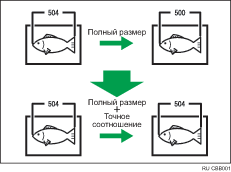 Иллюстрация точной настройки масштаба копирования с сносками