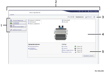 Иллюстрация экрана веб-браузера с пронумерованными сносками