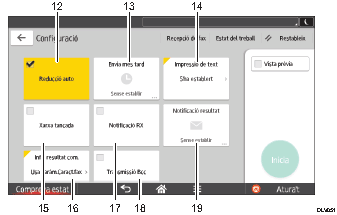 Il·lustració explicativa i numerada de la pantalla del panell d'operacions.