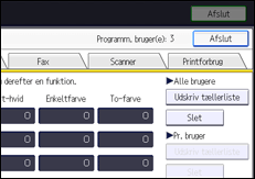 Illustration af displayet på betjeningspanelet