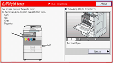Illustration af displayet på betjeningspanelet