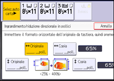 Illustrazione della schermata sul pannello di controllo