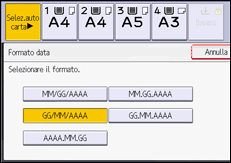 Illustrazione della schermata sul pannello di controllo