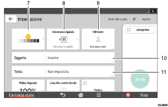 Illustrazione numerata pannello di controllo