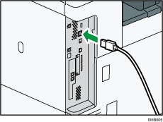 Afbeelding van het aansluiten van de USB-interfacekabel