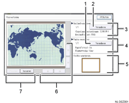 Genummerde afbeelding van het scherm van het bedieningspaneel