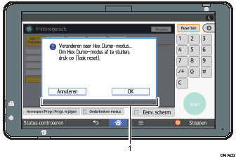 Genummerde afbeelding van het bedieningspaneel