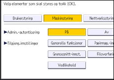 Illustrasjon av kontrollpanelet