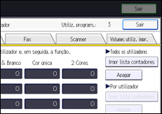 Ilustração do ecrã do painel de operação
