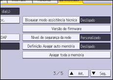 Ilustração do ecrã do painel de operação
