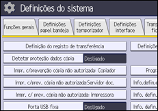 Ilustração do ecrã do painel de operação