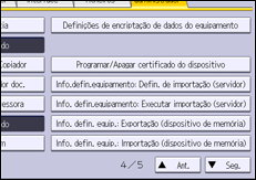 Ilustração do ecrã do painel de operação