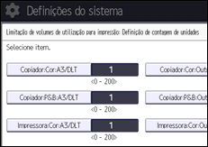 Ilustração do ecrã do painel de operação