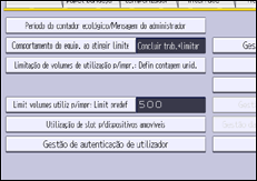 Ilustração do ecrã do painel de operação