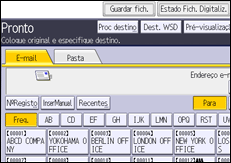 Ilustração do ecrã do painel de operação