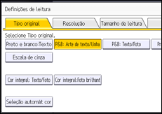 Ilustração da tela do painel de operação