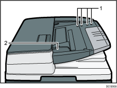 Ilustração com numeração do ADF de digitalização duplex de passagem única