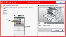 Ilustração da tela do painel de operação