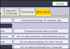 Bild av användarpanelens skärm