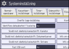 Bild av användarpanelens skärm