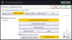 Bild av användarpanelens skärm