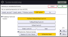 Bild av användarpanelens skärm