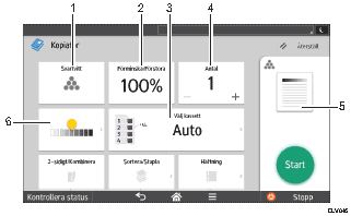 Bild av användarpanelen (numrerade detaljer)