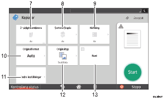Bild av användarpanelen (numrerade detaljer)
