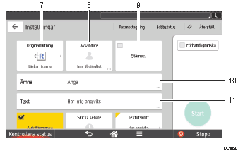 Bild av användarpanelen (numrerade detaljer)