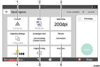 Bild av användarpanelen (numrerade detaljer)