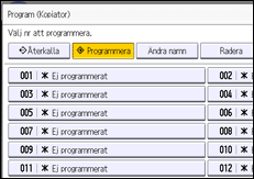 Bild av användarpanelens skärm