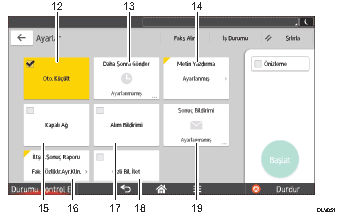 İşlem paneli ekran gösterimi numaralandırılmış balonlu resim