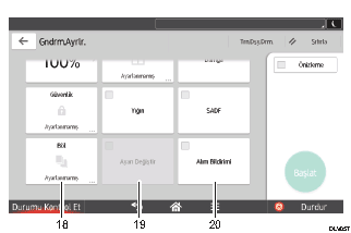 İşlem paneli ekran gösterimi numaralandırılmış balonlu resim