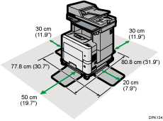 Illustration of space required for installation