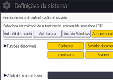 Ilustração da tela do painel de operação