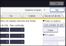 Ilustração da tela do painel de operação